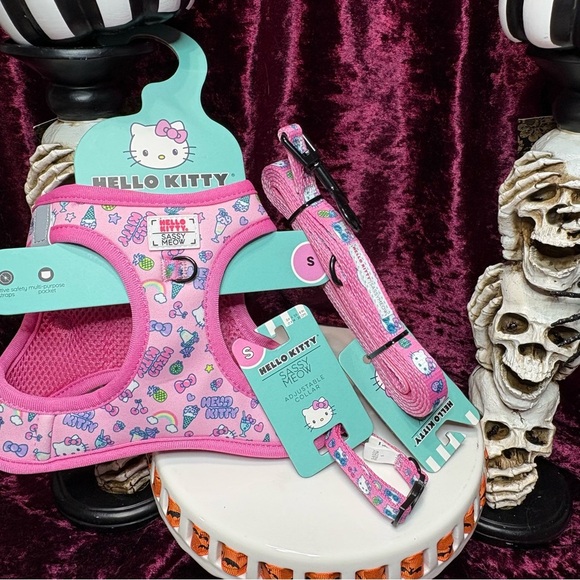 Sassy Meow Sanrio Hello Kitty SMALL Cat Dog Pink Collar Leash & Harness - Picture 1 of 12